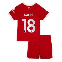 Echipament fotbal Liverpool Cody Gakpo #18 Tricou Acasa 2023-24 pentru copii maneca scurta (+ Pantaloni scurti)